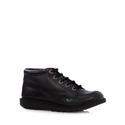 Boy's black leather lace up boots